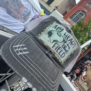 Gray Trucker Hat with Heart Design